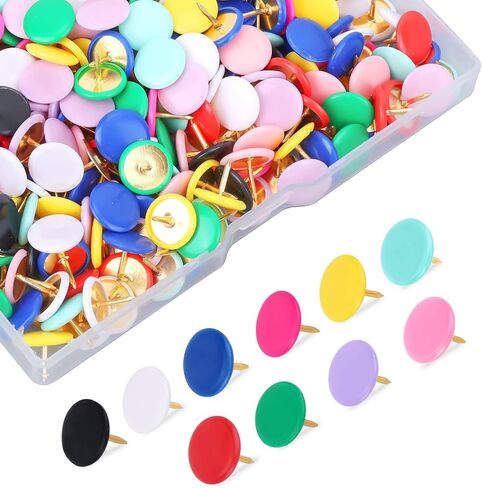 300 PCS مسامير إبهام ملونة ، دبابيس دفع جولة من البلاستيك ألوان ألوان زخرفية الإبهام لصالح نشرة المكتب لوحة Cork Board Wall Map (10 ألوان) in Saudi Arabia