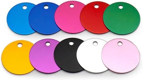 عام علامات معرف الأليف المستدير للألومنيوم المخصص من الألومنيوم المخصص للقطار والكلب ، 26 × 25 × 1 مم ، 35 × 32x1mm in Kuwait