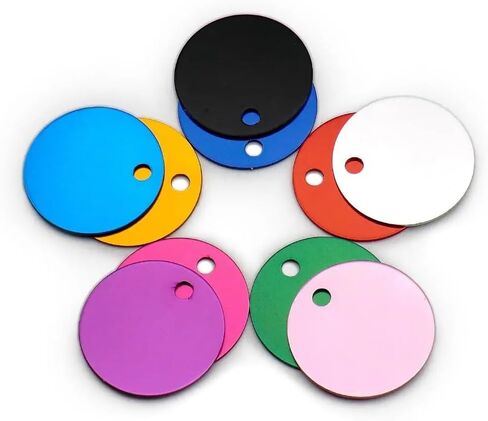 عام علامات معرف الأليف المستدير للألومنيوم المخصص من الألومنيوم المخصص للقطار والكلب ، 26 × 25 × 1 مم ، 35 × 32x1mm in Kuwait