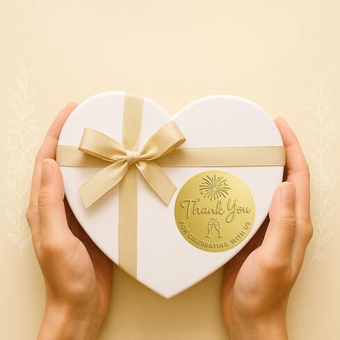 100 Pcs Thank You for Celebrating with Us Premium Gold Foil Stickers, Embossed Matte Finish, 1.6 Inch Round Labels for Wedding Favors, Gift Packaging Event Decor in Saudi Arabia
