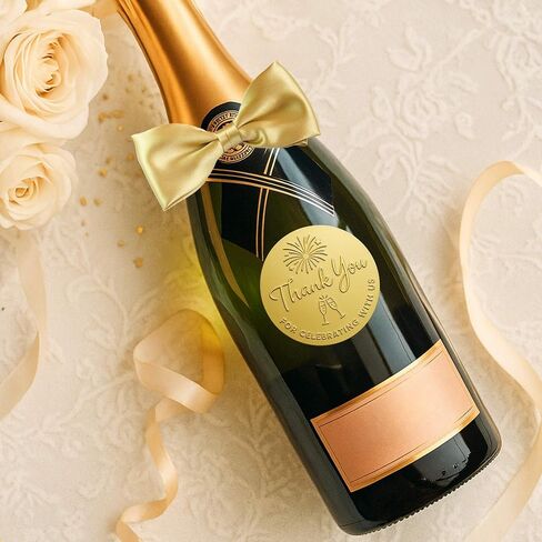100 Pcs Thank You for Celebrating with Us Premium Gold Foil Stickers, Embossed Matte Finish, 1.6 Inch Round Labels for Wedding Favors, Gift Packaging Event Decor in Saudi Arabia
