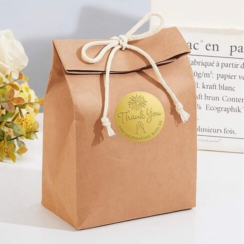 100 Pcs Thank You for Celebrating with Us Premium Gold Foil Stickers, Embossed Matte Finish, 1.6 Inch Round Labels for Wedding Favors, Gift Packaging Event Decor in Saudi Arabia