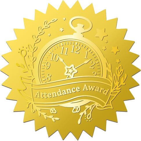 CRASPIRE 408Pcs Attendance Award Clock Gold Foil Embossed Stickers 2" Self Adhesive Envelopes Seals Round Labels for Wedding Invitation Graduation Corporate Certificates Diplomas Gift Wrapping Decor in Saudi Arabia