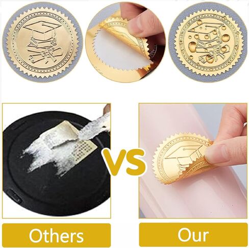 CRASPIRE 408Pcs Attendance Award Clock Gold Foil Embossed Stickers 2" Self Adhesive Envelopes Seals Round Labels for Wedding Invitation Graduation Corporate Certificates Diplomas Gift Wrapping Decor in Saudi Arabia