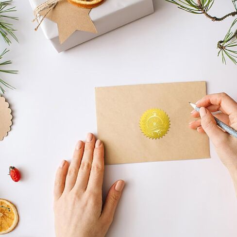 CRASPIRE 408Pcs Attendance Award Clock Gold Foil Embossed Stickers 2" Self Adhesive Envelopes Seals Round Labels for Wedding Invitation Graduation Corporate Certificates Diplomas Gift Wrapping Decor in Saudi Arabia