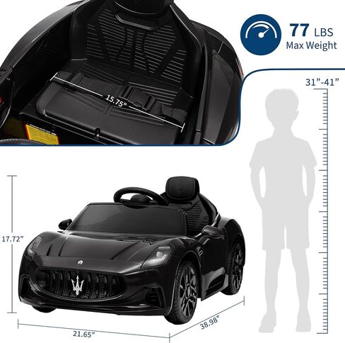 ركوب على السيارة مرخصة من Maserati Gran Cabrio ، سيارة مدعومة بمحركات بطارية 12 فولت للأطفال الذين يعانون من التحكم عن بعد ، وتعليق الربيع ، والأبواب المزدوجة ، والأضواء الساطعة ، و 4 عجلة كهربائية ، والأسود ، والأسود in Saudi Arabia
