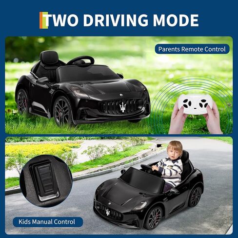 ركوب على السيارة مرخصة من Maserati Gran Cabrio ، سيارة مدعومة بمحركات بطارية 12 فولت للأطفال الذين يعانون من التحكم عن بعد ، وتعليق الربيع ، والأبواب المزدوجة ، والأضواء الساطعة ، و 4 عجلة كهربائية ، والأسود ، والأسود in Saudi Arabia
