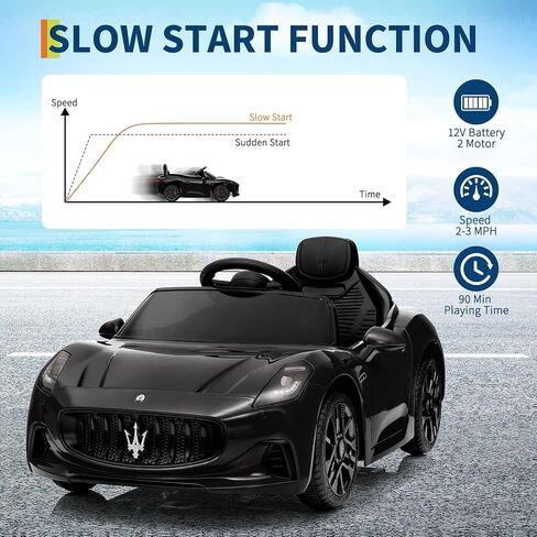 ركوب على السيارة مرخصة من Maserati Gran Cabrio ، سيارة مدعومة بمحركات بطارية 12 فولت للأطفال الذين يعانون من التحكم عن بعد ، وتعليق الربيع ، والأبواب المزدوجة ، والأضواء الساطعة ، و 4 عجلة كهربائية ، والأسود ، والأسود in Saudi Arabia