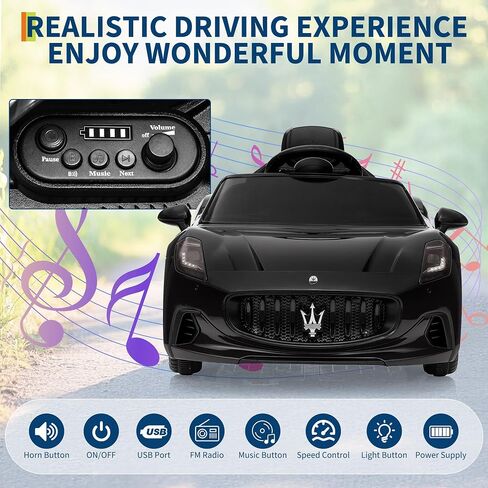 ركوب على السيارة مرخصة من Maserati Gran Cabrio ، سيارة مدعومة بمحركات بطارية 12 فولت للأطفال الذين يعانون من التحكم عن بعد ، وتعليق الربيع ، والأبواب المزدوجة ، والأضواء الساطعة ، و 4 عجلة كهربائية ، والأسود ، والأسود in Saudi Arabia