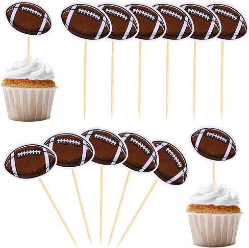 40pcs Football Cupcake Topper, Rugby Ball Cake Toothpicks Football Cupcake Picks Sport Themed Party Decorations for Baby Shower Birthday Party Decor Supplies in Saudi Arabia