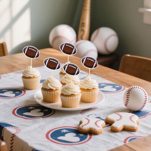 40pcs Football Cupcake Topper, Rugby Ball Cake Toothpicks Football Cupcake Picks Sport Themed Party Decorations for Baby Shower Birthday Party Decor Supplies in Saudi Arabia