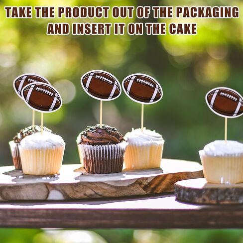 40pcs Football Cupcake Topper, Rugby Ball Cake Toothpicks Football Cupcake Picks Sport Themed Party Decorations for Baby Shower Birthday Party Decor Supplies in Saudi Arabia