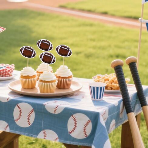 40pcs Football Cupcake Topper, Rugby Ball Cake Toothpicks Football Cupcake Picks Sport Themed Party Decorations for Baby Shower Birthday Party Decor Supplies in Saudi Arabia