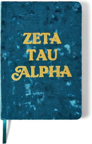Sorority Shop Zeta Tau Alpha Notebook - ZTA Velvet Notebook with Velvet Cover, Gold Foil Imprint, Satin Ribbon, 216 Lined Pages, Glued Binding - Sorority Journal, Zeta Tau Alpha Sorority Gift in Saudi Arabia