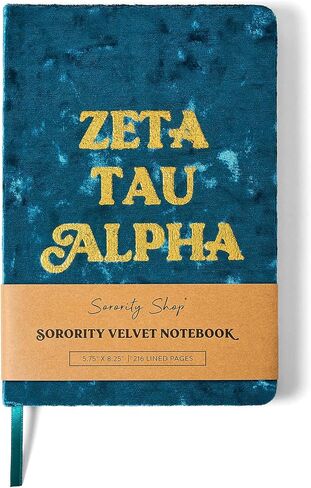 Sorority Shop Zeta Tau Alpha Notebook - ZTA Velvet Notebook with Velvet Cover, Gold Foil Imprint, Satin Ribbon, 216 Lined Pages, Glued Binding - Sorority Journal, Zeta Tau Alpha Sorority Gift in Saudi Arabia