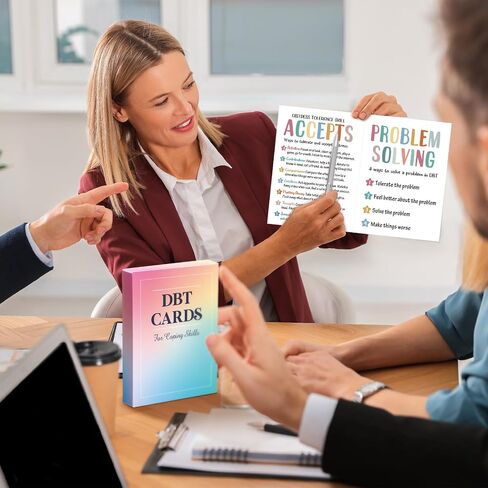 Marspark 48 Pcs DBT Flashcards - Dialectical Behavior Therapy Coping Skills Cards, Anxiety Coping Skills, Cognitive Distortions, DBT Affirmations Mental Health Counseling Card Deck Ring in Saudi Arabia