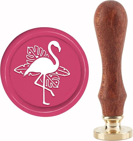 CRASPIRE Flamingo Wax Seal Stamp Palm Leaves Sealing Wax Stamps Animal 30mm Vintage Removable Brass Stamp Head with Wood Handle for Wedding Invitations Halloween Christmas Thanksgiving Gift Packing in Saudi Arabia