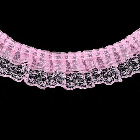 10 Yards Bulk Red Lace Ruffle Trim for Crafts 1-5/8" 2-Layer Pleated Edge Lace Ribbon in Kuwait