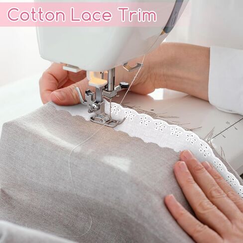 15 Yards Lace Trim White Cotton Lace, Ribbon Floral Embroidery Ruffle Lace Trim Wavy Edge Floral Cotton Lace Ribbon for Sewing Dresses Clothes Bag Pets Clothes (1.57 Inches Wide) in Saudi Arabia