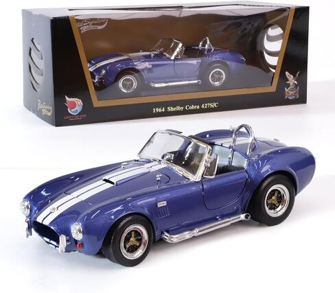 1964 Shelby Cobra 427S/C 1:18 DIECAST MODEL MODEL Premium Alloy Sports مع حالة عرض ، توجيه العمل ، أفضل هدية للرجال ، DAD & KIDS 14+ سنة ، طبعة جامع (Blue) in Kuwait