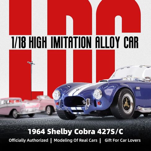 1964 Shelby Cobra 427S/C 1:18 DIECAST MODEL MODEL Premium Alloy Sports مع حالة عرض ، توجيه العمل ، أفضل هدية للرجال ، DAD & KIDS 14+ سنة ، طبعة جامع (Blue) in Kuwait