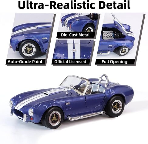 1964 Shelby Cobra 427S/C 1:18 DIECAST MODEL MODEL Premium Alloy Sports مع حالة عرض ، توجيه العمل ، أفضل هدية للرجال ، DAD & KIDS 14+ سنة ، طبعة جامع (Blue) in Kuwait
