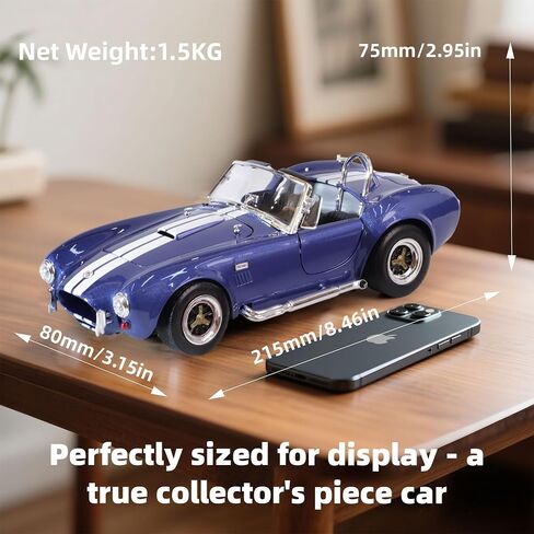 1964 Shelby Cobra 427S/C 1:18 DIECAST MODEL MODEL Premium Alloy Sports مع حالة عرض ، توجيه العمل ، أفضل هدية للرجال ، DAD & KIDS 14+ سنة ، طبعة جامع (Blue) in Kuwait