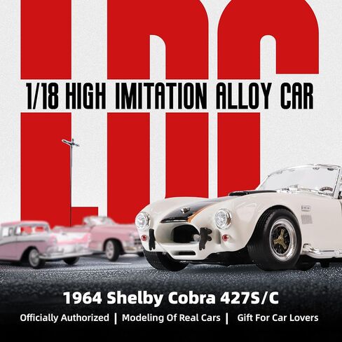 1964 Shelby Cobra 427S/C 1:18 DIECAST MODEL MODEL Premium Alloy Sports مع حالة عرض ، توجيه العمل ، أفضل هدية للرجال ، DAD & KIDS 14+ سنة ، طبعة جامع (Blue) in Kuwait
