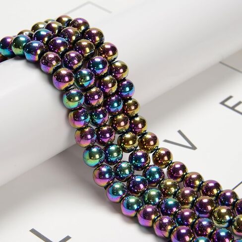 96pcs 8 مم قوس قوس قزح الهيماتيت - حبات الأحجار الكريمة الشفاء الجولة على نحو سلس لصنع المجوهر in Kuwait
