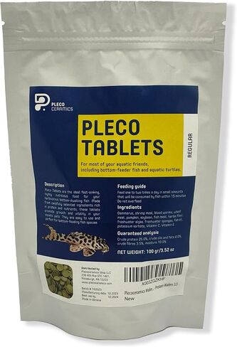 Plecoceramics Pleco Wafers Universal Fish Food for Most Aquarium Fish - Turtle, Goldfish, Catfish, Algae Wafers for Bottom Feeders - Protein Tablets - Pond Fish Food (3.52 oz) in Kuwait