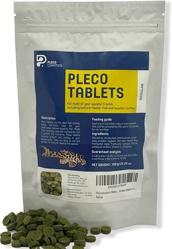 Plecoceramics Pleco Wafers Universal Fish Food for Most Aquarium Fish - Turtle, Goldfish, Catfish, Algae Wafers for Bottom Feeders - Protein Tablets - Pond Fish Food (3.52 oz) in Kuwait