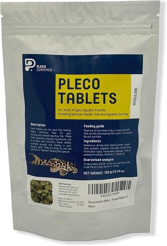 Plecoceramics Pleco Wafers Universal Fish Food for Most Aquarium Fish - Turtle, Goldfish, Catfish, Algae Wafers for Bottom Feeders - Protein Tablets - Pond Fish Food (3.52 oz) in Kuwait
