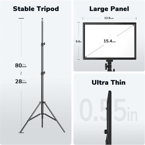 إضاءة التصوير الفوتوغرافي Dazzne D50 مع باب الحظيرة، 2 حزمة من مصابيح فيديو LED مقاس 15.4 بوصة مع جهاز تحكم عن بعد، 45 وات 3000K-8000K لوحة إضاءة ثنائية اللون قابلة للتعتيم للبث المباشر/تصوير الزفاف/تسجيل الفيديو/الاستوديو/الأفلام in Kuwait