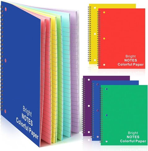 Henoyso 5 Pcs Colored Paper Notebook Spiral Notebook 9.75" x 7.5" Colored Lined Paper Wide Ruled Composition Note Books for Journaling Home Office in Saudi Arabia