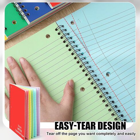 Henoyso 5 Pcs Colored Paper Notebook Spiral Notebook 9.75" x 7.5" Colored Lined Paper Wide Ruled Composition Note Books for Journaling Home Office in Saudi Arabia