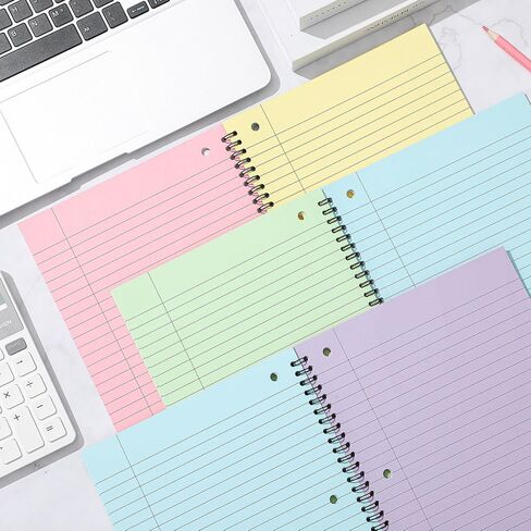 Henoyso 5 Pcs Colored Paper Notebook Spiral Notebook 9.75" x 7.5" Colored Lined Paper Wide Ruled Composition Note Books for Journaling Home Office in Saudi Arabia