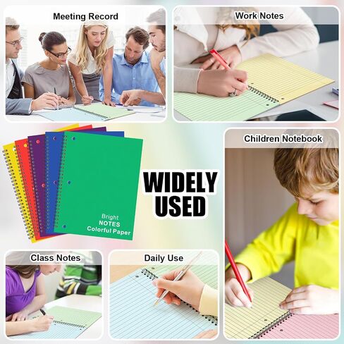 Henoyso 5 Pcs Colored Paper Notebook Spiral Notebook 9.75" x 7.5" Colored Lined Paper Wide Ruled Composition Note Books for Journaling Home Office in Saudi Arabia