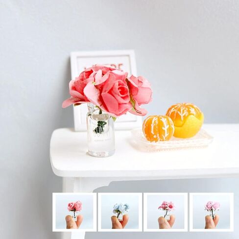 Pink Dollhouse Toy Mini Vase Miniature Garden Landscape Colored Flower Gloss Model Miniature Decoration DIY Props Props in Saudi Arabia