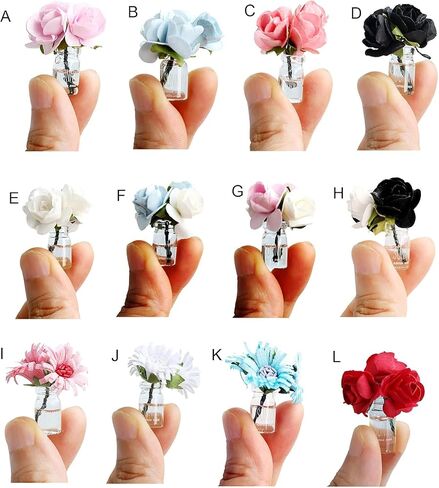 Pink Dollhouse Toy Mini Vase Miniature Garden Landscape Colored Flower Gloss Model Miniature Decoration DIY Props Props in Saudi Arabia