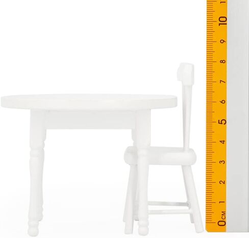 Odoria Dollhouse Dining Table Chairs: 3Pcs 1/12 Scale Miniature Dining Set for Kitchen Dining Room Vintage - Mini Wooden Furniture Round Table Unpainted in Saudi Arabia