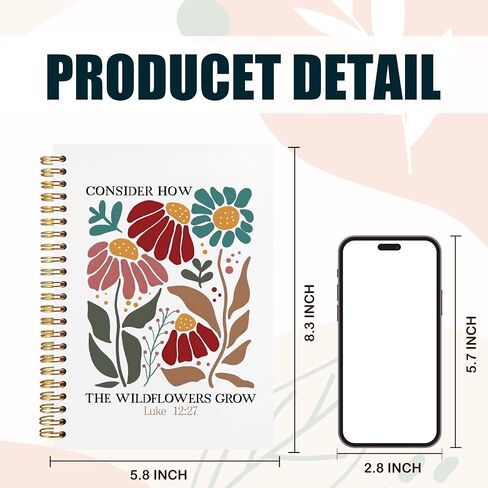 YTRGI Pink Boho Floral Christian Journaling Notebook, Ephesians 2:4-8 Bible Notebooks for Note Taking, Religious Journals for Writing, Prayer Journal, Scripture Spiral Notebook 5.5x8.3 Inch in Saudi Arabia