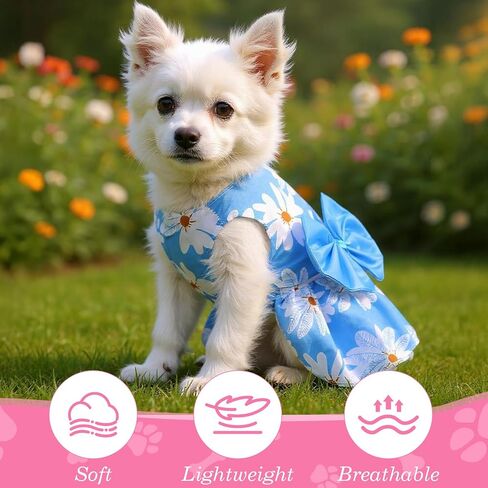 8 Pcs Summer Hawaiian Dog Dresses, Dog Bowknot Dresses Cute Hawaii Puppy Dress Soft Lightweight Clothes Princess Outfits Pet Skirts for Girl Dogs Beach Parties(Medium) in Saudi Arabia