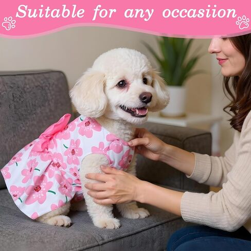 8 Pcs Summer Hawaiian Dog Dresses, Dog Bowknot Dresses Cute Hawaii Puppy Dress Soft Lightweight Clothes Princess Outfits Pet Skirts for Girl Dogs Beach Parties(Medium) in Saudi Arabia