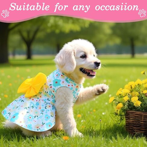 8 Pcs Summer Hawaiian Dog Dresses, Dog Bowknot Dresses Cute Hawaii Puppy Dress Soft Lightweight Clothes Princess Outfits Pet Skirts for Girl Dogs Beach Parties(Medium) in Saudi Arabia