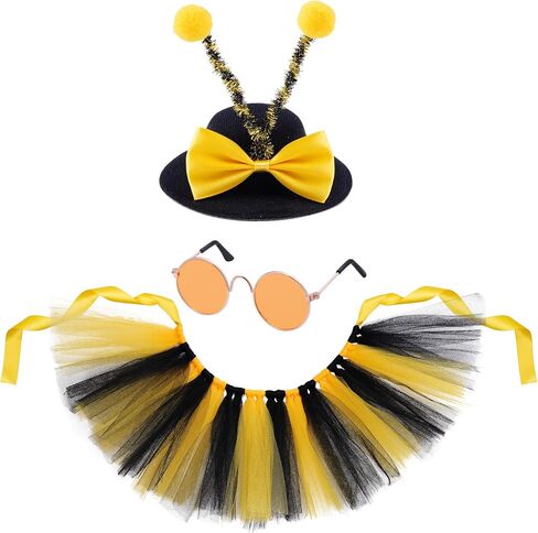 3 PCS BEE COSTUME STING FOR PET BEE HATENNA HAT Sunglasses Puppy Tutu Skirt for Dog and Cat Party Dress Supplies Supplies Supplies in Saudi Arabia