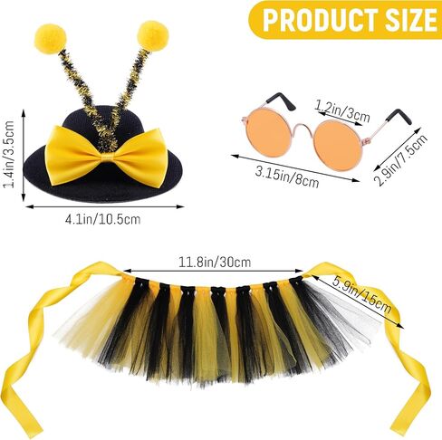 3 PCS BEE COSTUME STING FOR PET BEE HATENNA HAT Sunglasses Puppy Tutu Skirt for Dog and Cat Party Dress Supplies Supplies Supplies in Saudi Arabia