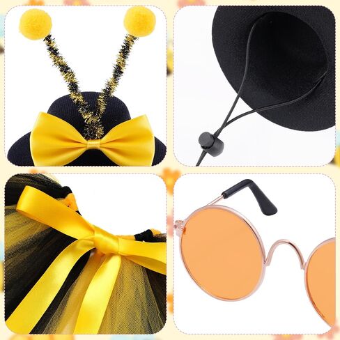 3 PCS BEE COSTUME STING FOR PET BEE HATENNA HAT Sunglasses Puppy Tutu Skirt for Dog and Cat Party Dress Supplies Supplies Supplies in Saudi Arabia