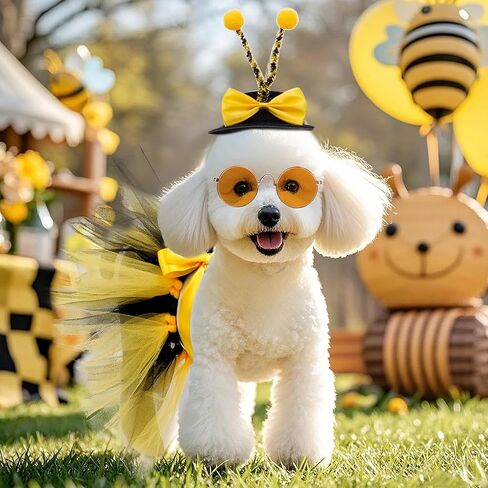 3 PCS BEE COSTUME STING FOR PET BEE HATENNA HAT Sunglasses Puppy Tutu Skirt for Dog and Cat Party Dress Supplies Supplies Supplies in Saudi Arabia