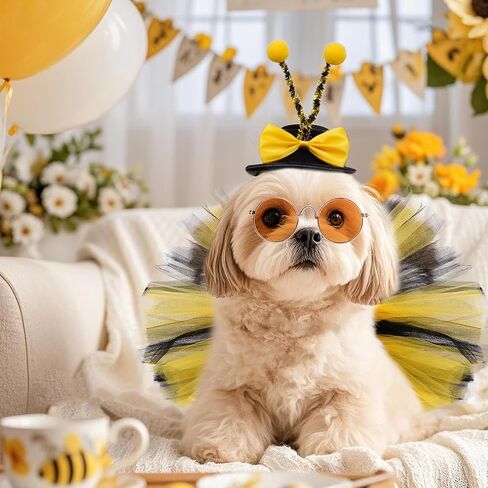 3 PCS BEE COSTUME STING FOR PET BEE HATENNA HAT Sunglasses Puppy Tutu Skirt for Dog and Cat Party Dress Supplies Supplies Supplies in Saudi Arabia