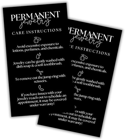 Permanent Jewelry Care Instruction Cards 50pk 2x3.5" for Clients Consent Release Forms Business Chain Rings Starter Kit Welder Connectors in Saudi Arabia